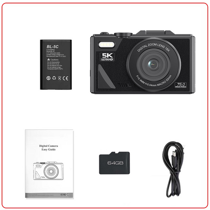 Compact 4K Digital Video Camera with Flip Screen & 18x Zoom for Vlogging, Content Creation, Travel & Photography
