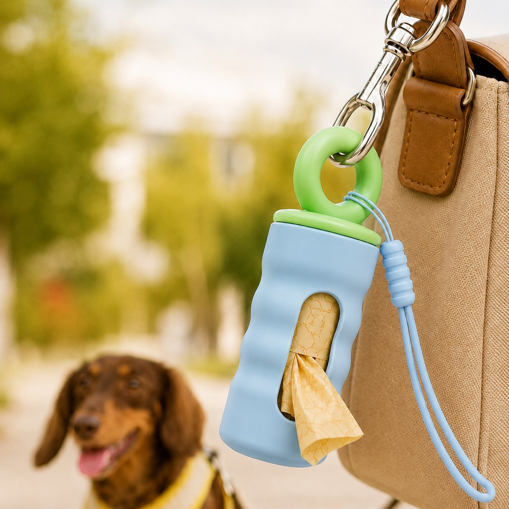 Ortekor Clip-On Dog Poop Bag Dispenser for Daily Walks - Compact Leash Waste Bag Holder That Keeps Bags Ready