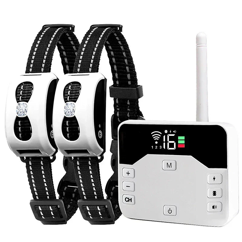 Wireless Dog Fence & Training Collar 2-in-1 System - Rechargeable Pet Containment with Adjustable Boundary up to 984 Feet - Waterproof
