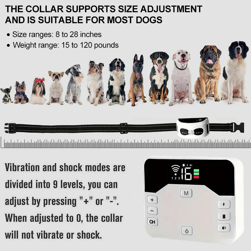 Wireless Dog Fence & Training Collar 2-in-1 System - Rechargeable Pet Containment with Adjustable Boundary up to 984 Feet - Waterproof