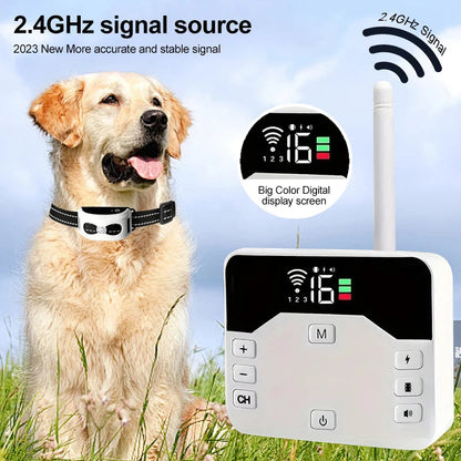 Wireless Dog Fence & Training Collar 2-in-1 System - Rechargeable Pet Containment with Adjustable Boundary up to 984 Feet - Waterproof