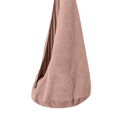 Pod Chair for Kids Pink Corduroy Cocoon Seat 62 in Hanging Bedroom Swing Indoor Therapy Hammock Playroom Retreat Calm Corner Sensory Space