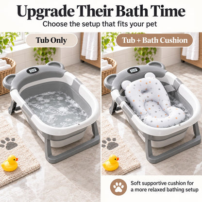 Ortekor Collapsible Pet Bathtub with Digital Thermometer - Space-Saving Dog & Cat Bath Tub for Easy At-Home Grooming