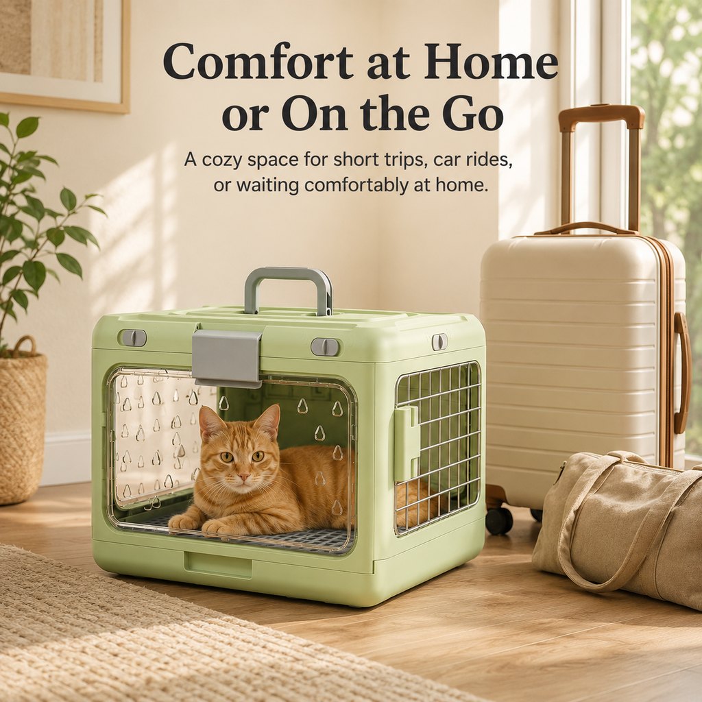 Ortekor Collapsible Pet Travel Carrier for Vet Visits & Road Trips - Fold-Flat Hard Crate That Saves Space