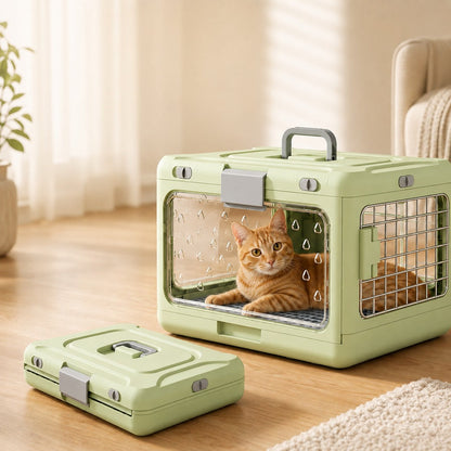 Ortekor Collapsible Pet Travel Carrier for Vet Visits & Road Trips - Fold-Flat Hard Crate That Saves Space