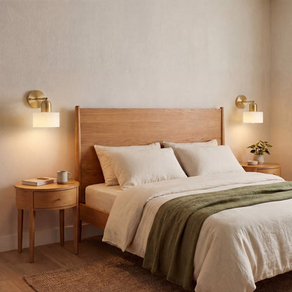 Modern Glass Wall Sconce Light Fixture for Bedroom Living Room Hallway – E26 Base Minimalist Accent Lighting