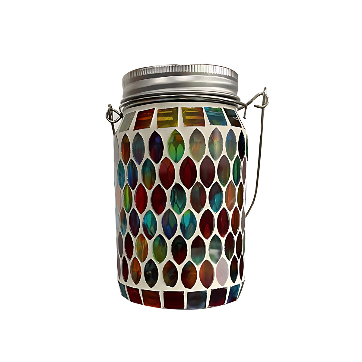 Solar Stained Glass Outdoor Lantern — Handcrafted Mosaic Garden Light with Auto Dusk-to-Dawn