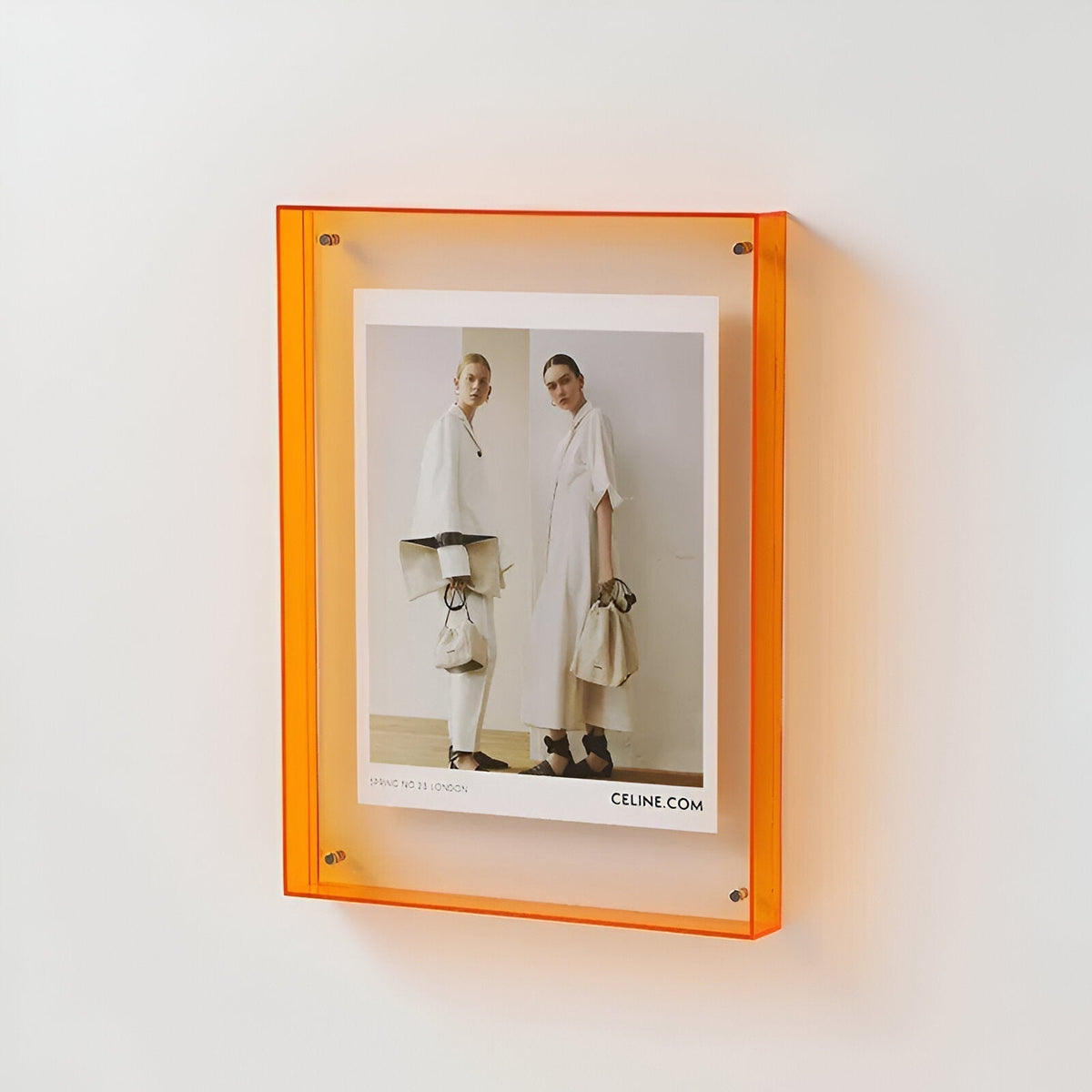 Clear Acrylic Wall Frame with Colored Border for Photos Posters Art Prints | Floating Display Holder for Living Room Bedroom Office | Modern