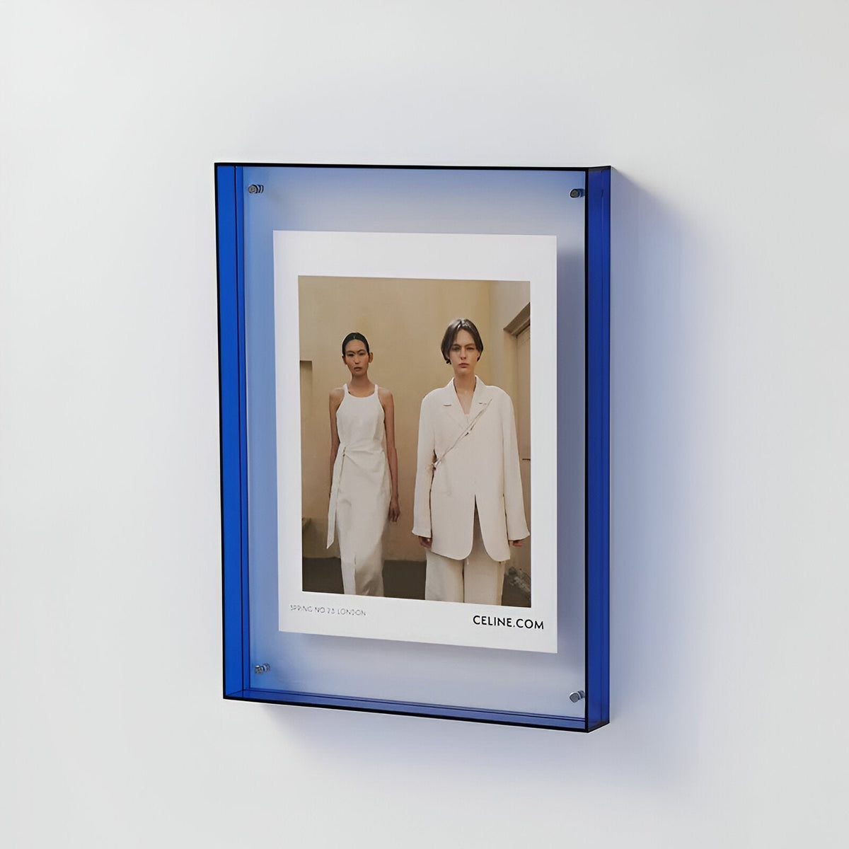 Clear Acrylic Wall Frame with Colored Border for Photos Posters Art Prints | Floating Display Holder for Living Room Bedroom Office | Modern