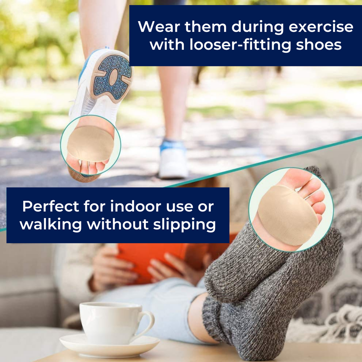 Gel Metatarsal Pads for Ball of Foot Pain Relief | Cushioned Forefoot Support Inserts for Morton's Neuroma & Daily Wear Comfort