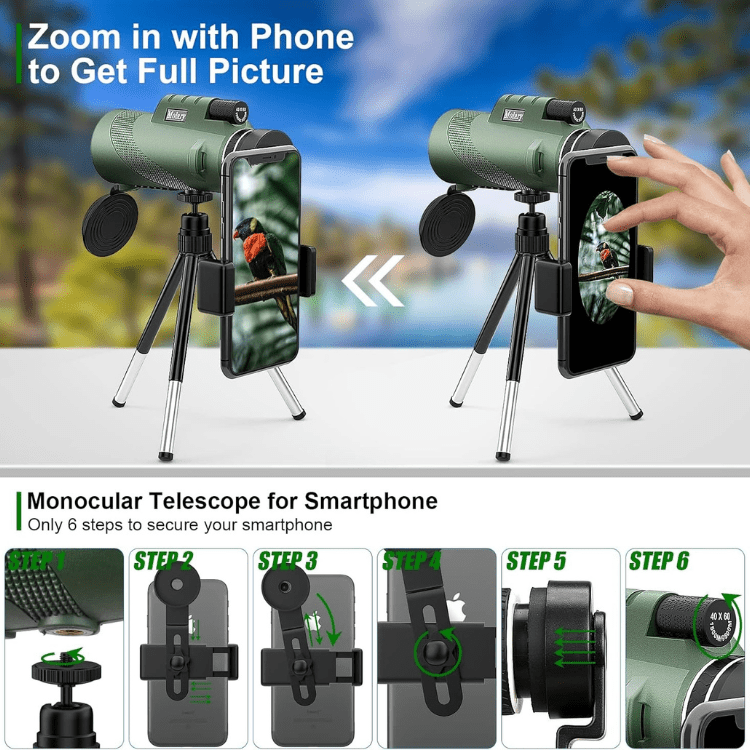 Handheld Telescope Monocular with HD Optics for Wildlife Viewing, Outdoor Events, Nature Watching | Pocket-Size Spotting Scope for Travel &