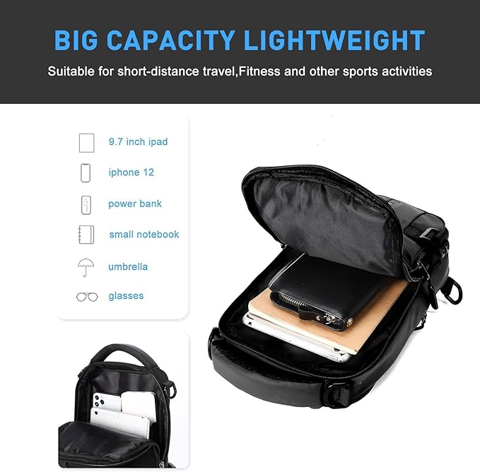 Lightweight Nylon Sling Bag Shoulder Pack for Hiking Travel Cycling Daily Outings Crossbody Chest Carry Organized Storage Multiple Pockets