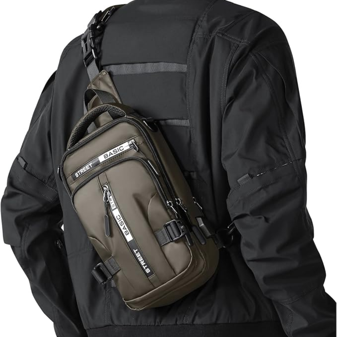 Lightweight Nylon Sling Bag Shoulder Pack for Hiking Travel Cycling Daily Outings Crossbody Chest Carry Organized Storage Multiple Pockets