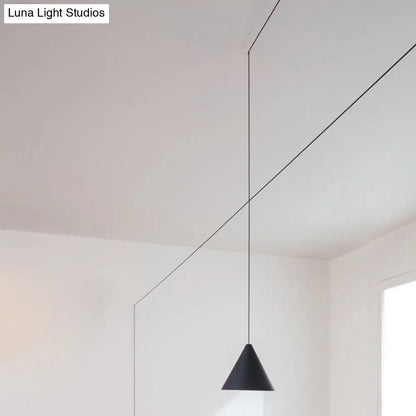 Matte Black Metal Cone Hanging Lamp with 13-Foot Adjustable Cord – Modern Ceiling Fixture for Kitchen Island & Dining Areas