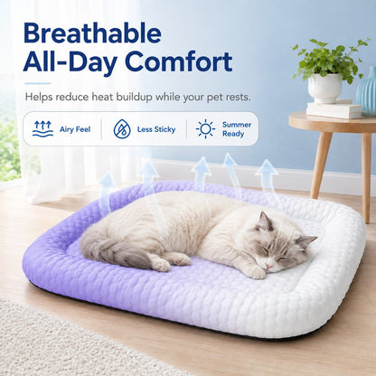 Ortekor Cool-Touch Gradient Pet Cooling Bed for Summer Naps - Breathable Bolster Rest Mat for Cats & Small Dogs