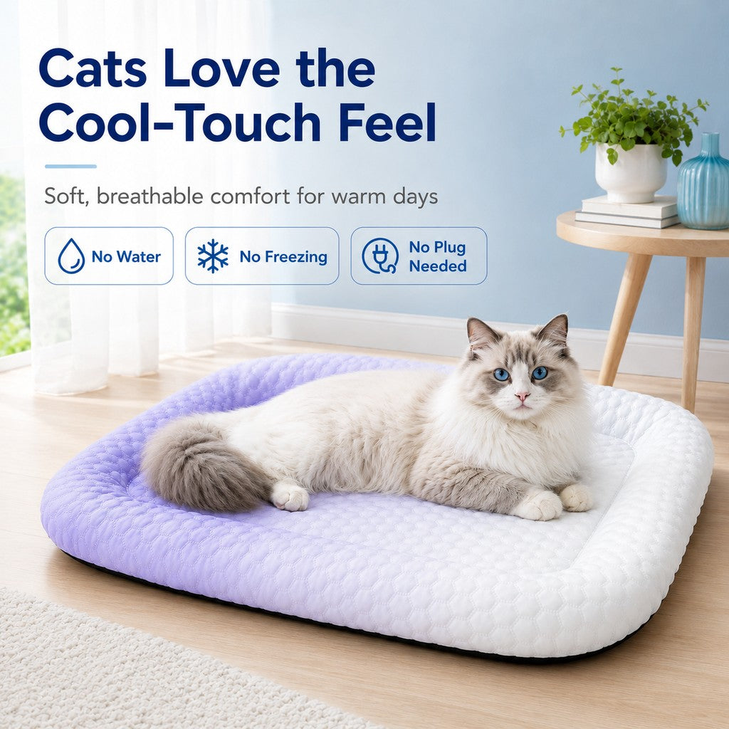 Ortekor Cool-Touch Gradient Pet Cooling Bed for Summer Naps - Breathable Bolster Rest Mat for Cats & Small Dogs