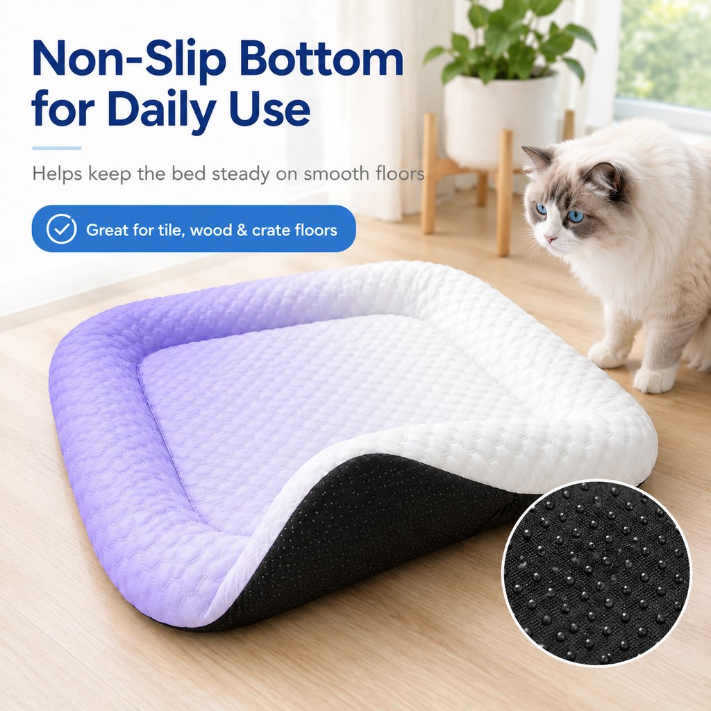Ortekor Cool-Touch Gradient Pet Cooling Bed for Summer Naps - Breathable Bolster Rest Mat for Cats & Small Dogs