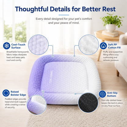 Ortekor Cool-Touch Gradient Pet Cooling Bed for Summer Naps - Breathable Bolster Rest Mat for Cats & Small Dogs