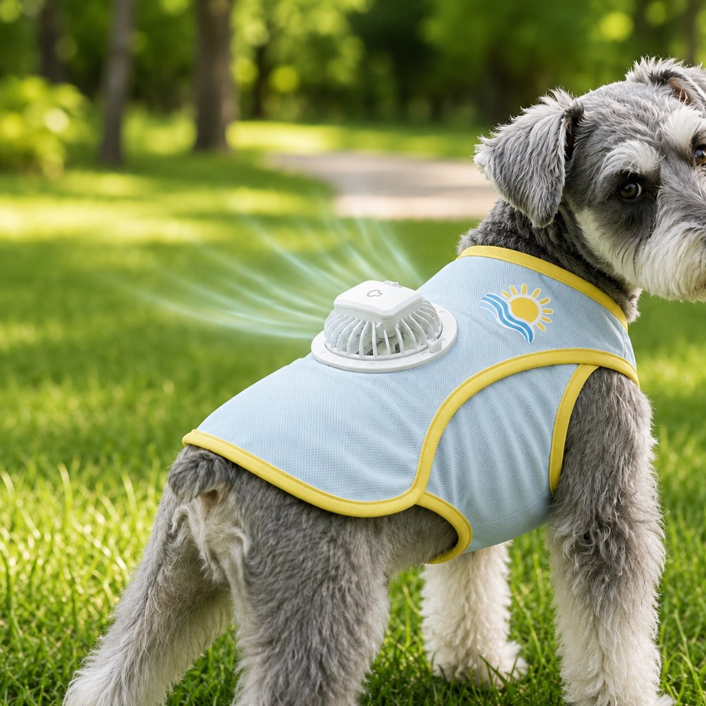 Ortekor Cooling Fan Dog Summer Vest for Walks & Outdoor Heat Relief - Lightweight Sun Shirt for Small & Medium Dogs
