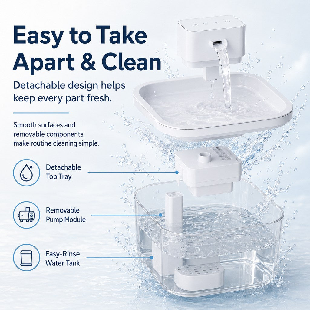 Ortekor Cordless Motion Sensor Cat Water Fountain for Any Room - 3.1L Fresh Water Without Cords