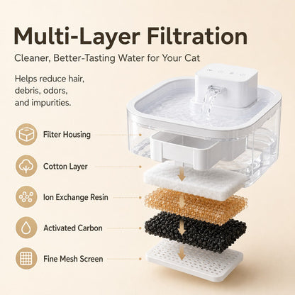 Ortekor Cordless Motion Sensor Cat Water Fountain for Any Room - 3.1L Fresh Water Without Cords