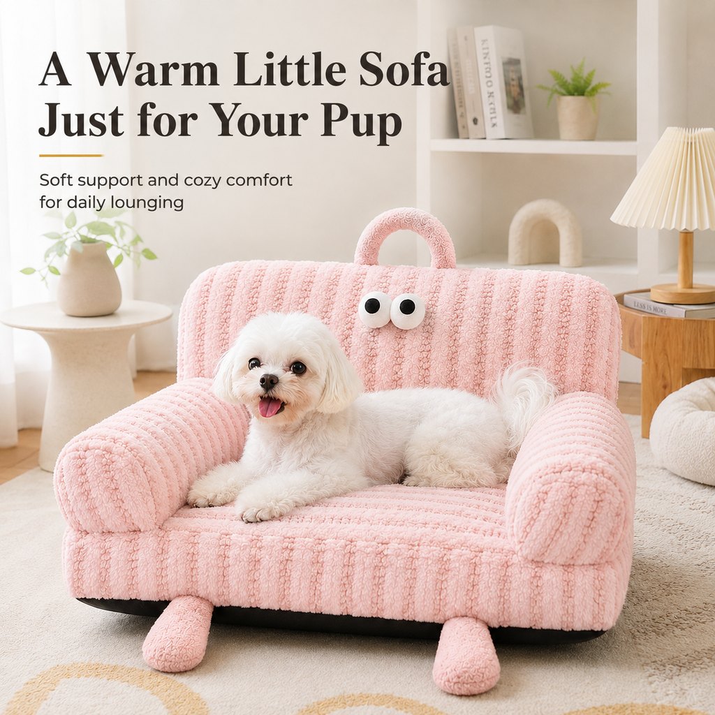 Ortekor Cozy Pet Sofa Bed for Cats & Small Dogs - Warm Indoor Lounger with Winter & All-Season Options