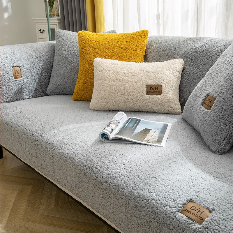 Furniture Throw Covers for Couches and Chairs Plush Fiber 71 x 31 Inches Anti-Slip Washable Protector for Living Room Home Pet-Friendly Deco