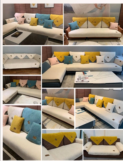 Furniture Throw Covers for Couches and Chairs Plush Fiber 71 x 31 Inches Anti-Slip Washable Protector for Living Room Home Pet-Friendly Deco