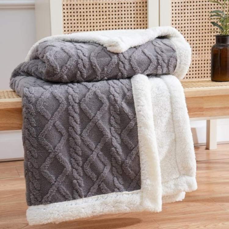 Plush Sherpa Weighted Throw with Glass Bead Fill – Cozy Quilted Lap Blanket for Beds, Couches, Reading, Lounging & Sleep – Machine Washable