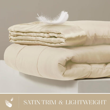 Windom Collection | Down Alternative Blanket with Moisture-Wicking Treatment | Lightweight & Soft Bed Cover for All Seasons, Satin Trim