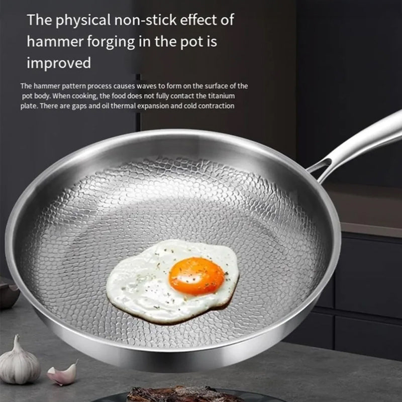 Titanium Nonstick Skillet with Textured Surface for Healthy Cooking on Gas Electric Induction Stove 10 to 12 Inch Sizes Metal Utensil Safe