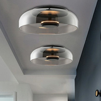 Glass Flush Mount LED Ceiling Light Fixture – Warm White Overhead Lighting for Entryway, Bedroom & Living Room – Modern Metal Frame