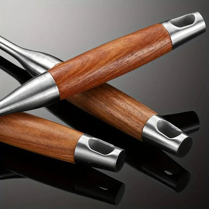 Six-Piece Cooking Utensil Set — Stainless Steel with Wood Handles for Everyday Kitchen Use