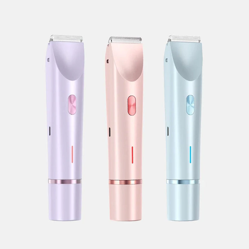 Rechargeable Women's Body Trimmer with Ceramic Blades for Sensitive Skin | Dual Head Cordless Grooming Tool for Bikini Area | Waterproof