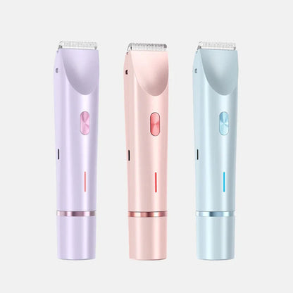 Rechargeable Women's Body Trimmer with Ceramic Blades for Sensitive Skin | Dual Head Cordless Grooming Tool for Bikini Area | Waterproof