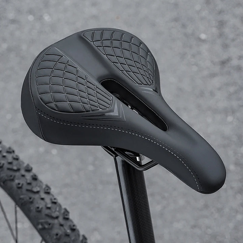 Mountain Bike Saddle with Ventilated Mesh, Spring Suspension & Taillight Mount for All-Terrain Cycling