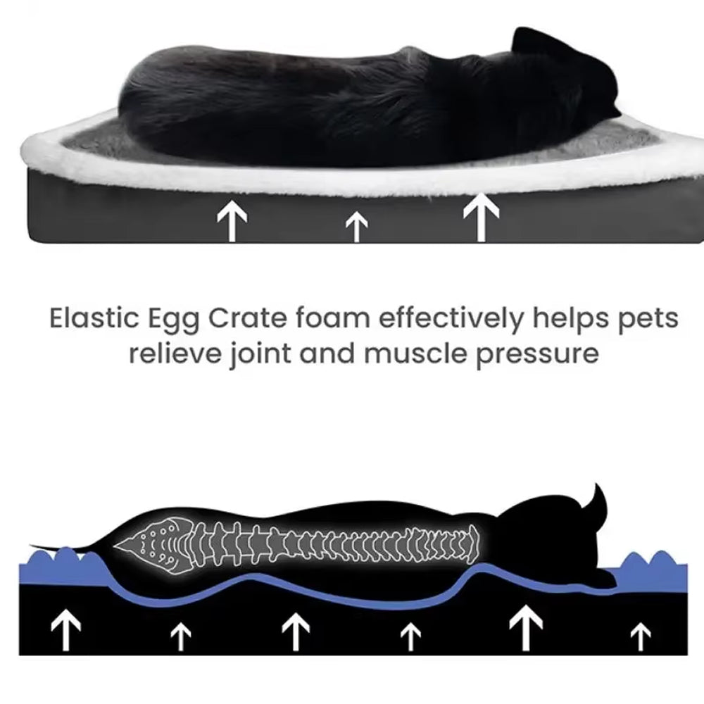 Orthopedic Dog Bed with Egg Crate Foam & Washable Cover for Joint Support & Senior Pets