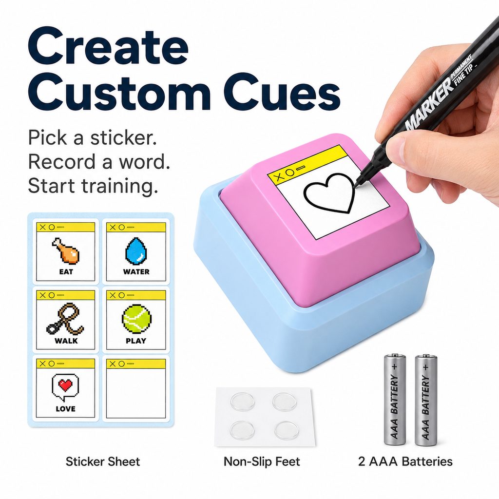Ortekor PawTalk Recordable Pet Communication Button for Dogs & Cats - Voice Training Toy for Food, Water, Walks & Play
