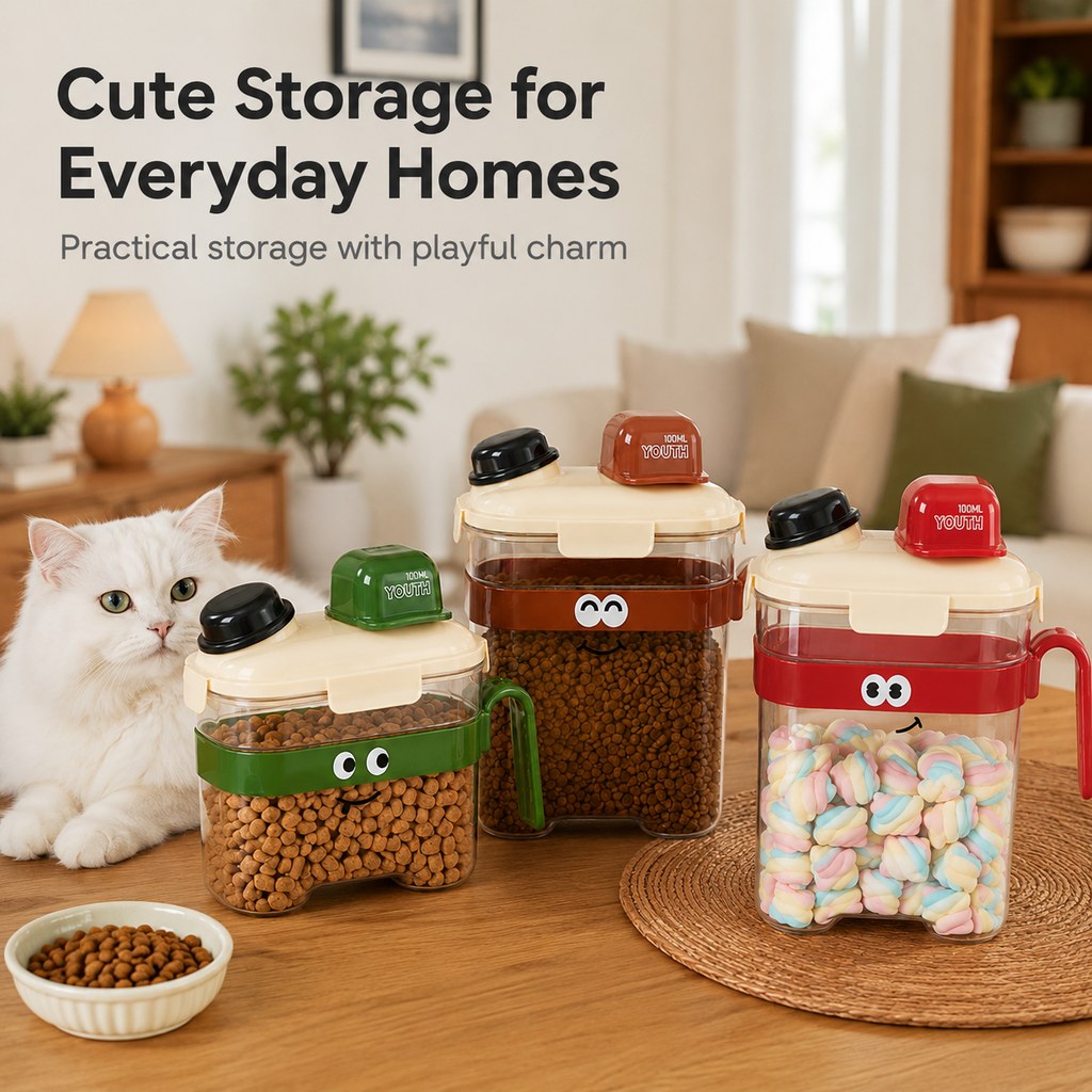 Ortekor Sealed Pet Food Storage Container with Scoop for Cats & Dogs - Easy, Mess-Free Daily Feeding