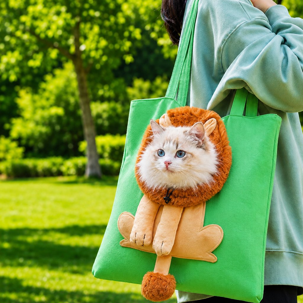 Ortekor Head-Out Cat Carrier Tote for Walks & Vet Visits - Lightweight Canvas Pet Bag for Cats & Small Dogs