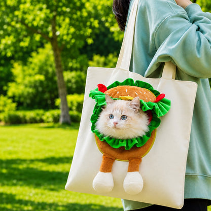 Ortekor Head-Out Cat Carrier Tote for Walks & Vet Visits - Lightweight Canvas Pet Bag for Cats & Small Dogs