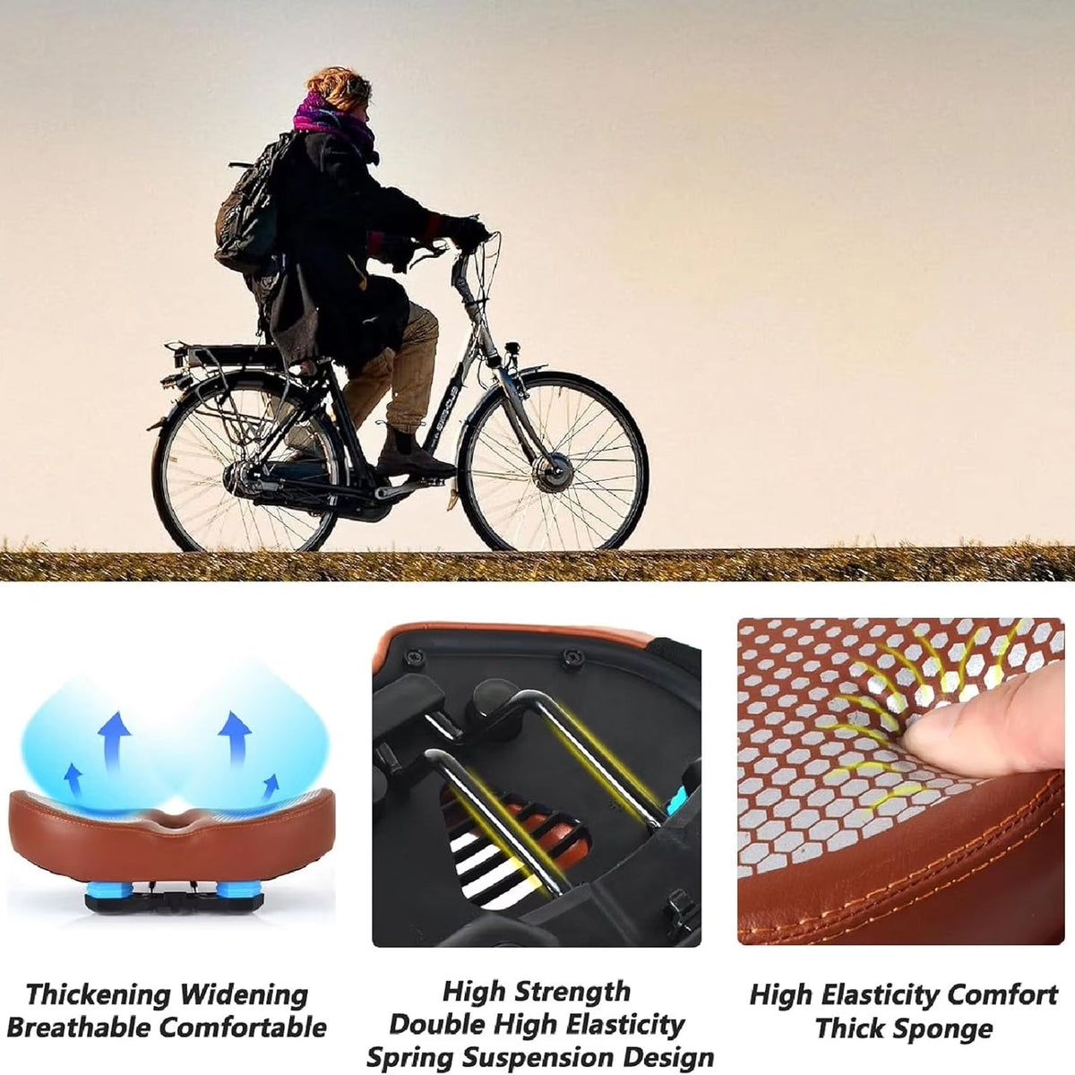 Ergonomic Split Saddle for Bicycles – Pressure-Free Cycling Seat with Spring Suspension & Wide Cushion