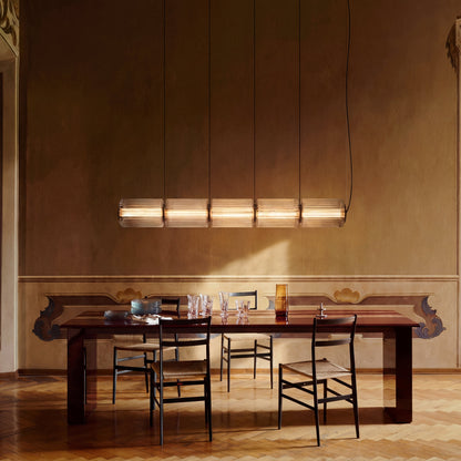Cylindrical Glass Pendant Light with LED, Adjustable Height for Dining Room & Kitchen Island