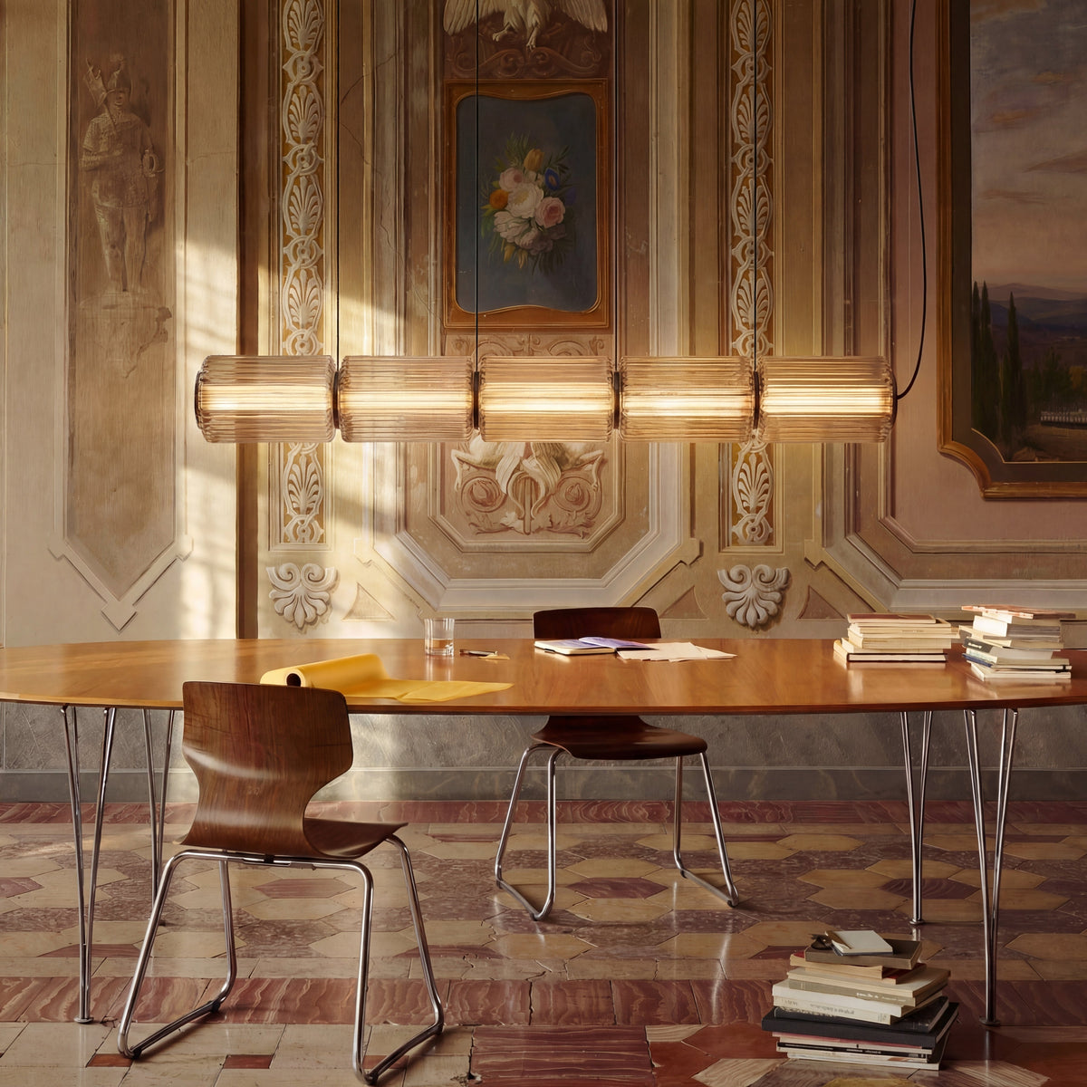 Cylindrical Glass Pendant Light with LED, Adjustable Height for Dining Room & Kitchen Island