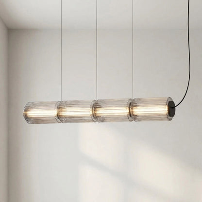 Cylindrical Glass Pendant Light with LED, Adjustable Height for Dining Room & Kitchen Island