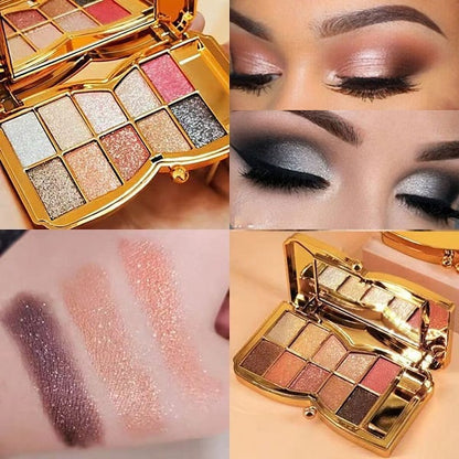 10-Color Glitter Eyeshadow Palette Shimmer Mineral Makeup for Parties Weddings Everyday Looks Highly Pigmented Long-Lasting Eye Shadow