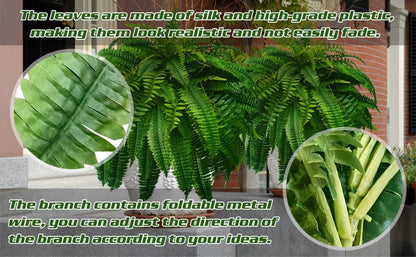 Hanging Faux Fern Plant Set – UV-Proof Outdoor Greenery 18-Piece Waterproof Vine Bundle for Patio Pergola Fence Garden Porch Decor Indoor