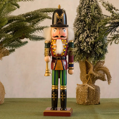 Wooden Nutcracker Soldier Figurine - Hand-Painted Holiday Decor for Mantel, Windowsill & Christmas Display