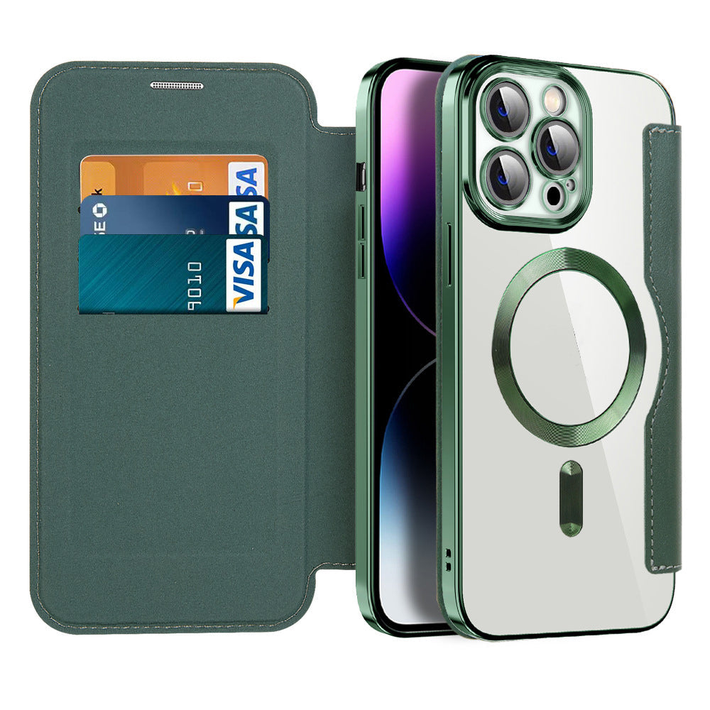 Wallet Phone Case with Card Holder & Magnetic Clasp – Flip Cover with RFID Protection & Kickstand for iPhone 12/13/14/15 Series