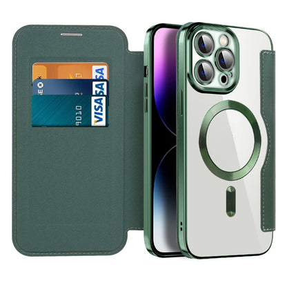 Wallet Phone Case with Card Holder & Magnetic Clasp – Flip Cover with RFID Protection & Kickstand for iPhone 12/13/14/15 Series